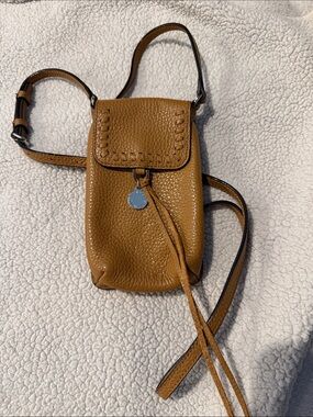 Rebecca Minkoff Tan Pebbled Leather Crossbody Phone Pouch